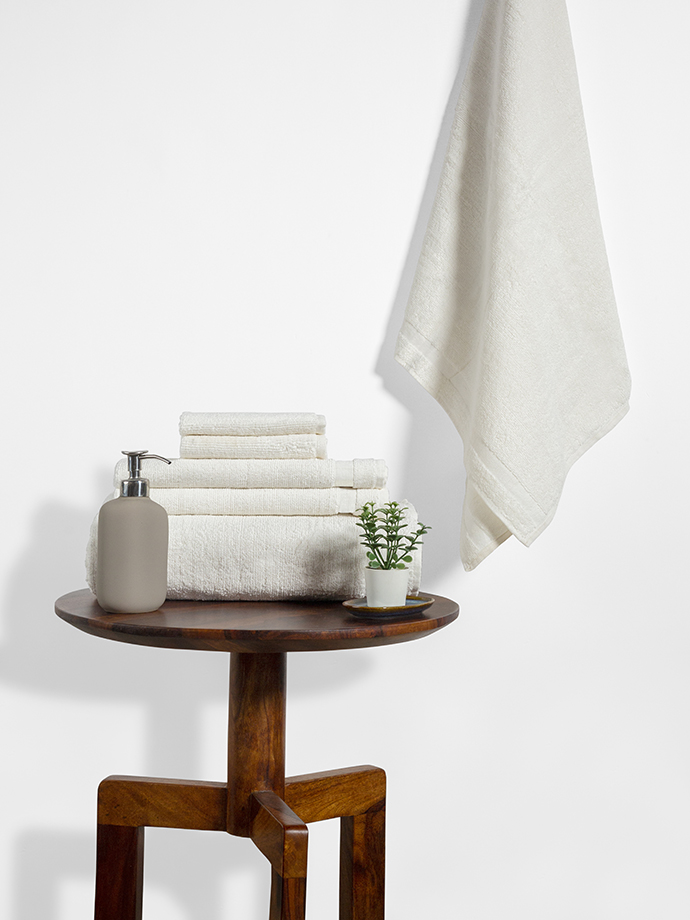 Modern Solid Delight in white cotton towel