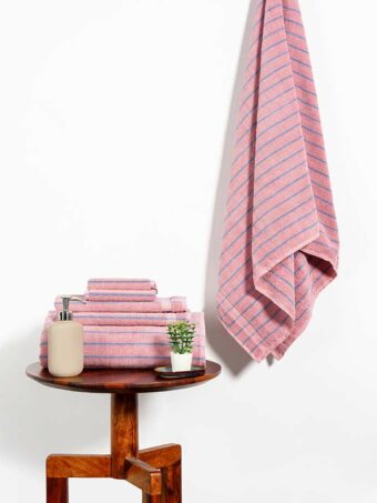 Pinstripes Pink panther & blueberry cotton towel
