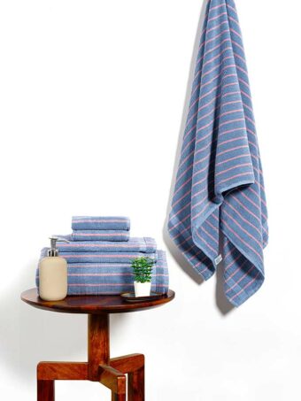Pinstripes Blueberry & pink panther cotton towel
